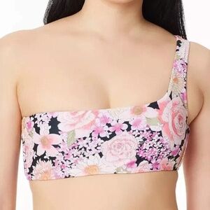 NWT Sanctuary Swim Floral Petal Pusher One Shoulder Bikini Swim Top - size XL